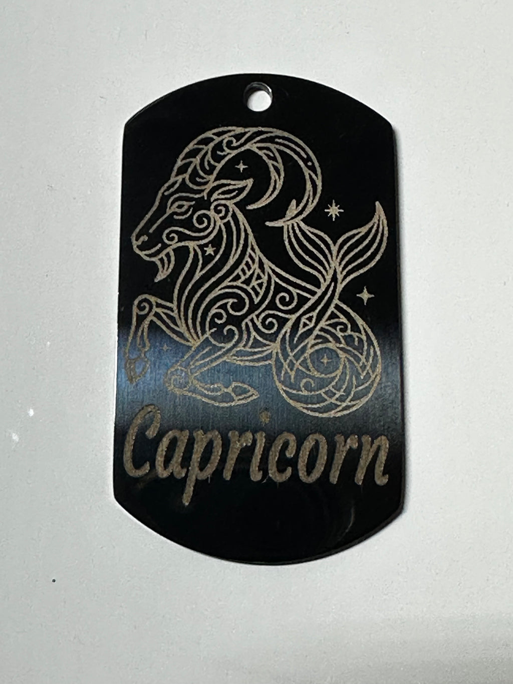 Gun Metal Steel Zodiac Dog Tag Necklace – Minimalist Astrology Jewelry