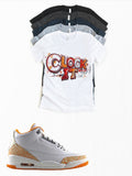 "Clock IT" Orange Citrus Jordan 3 sneaker matching T-shirt