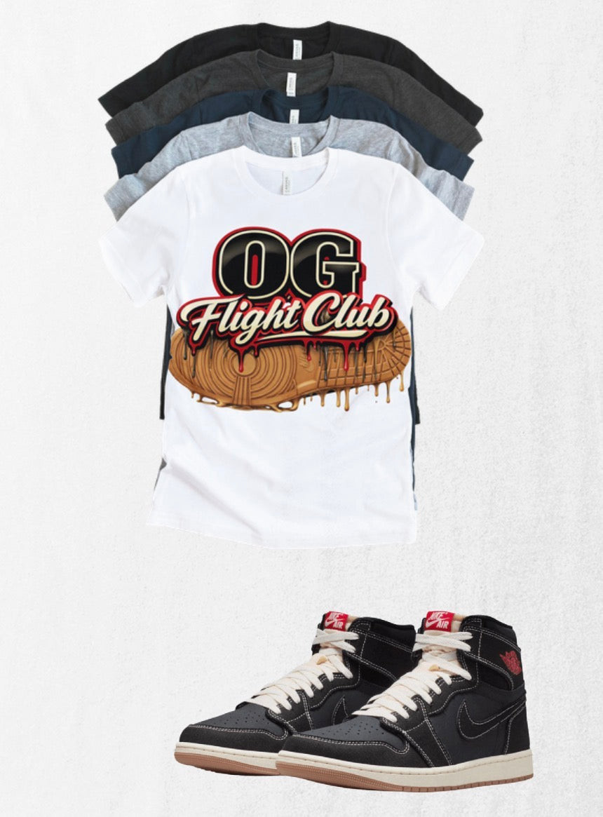 Jordan 1 High OG Retro Matching T-Shirt – OG Flight Club Sneaker Match Tee – Jordan 1 Outfit Shirt – Unisex Streetwear
