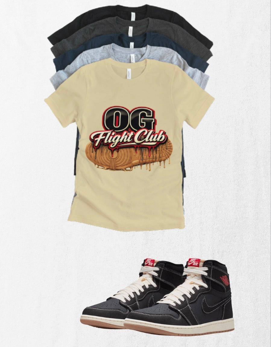 Jordan 1 High OG Retro Matching T-Shirt – OG Flight Club Sneaker Match Tee – Jordan 1 Outfit Shirt – Unisex Streetwear