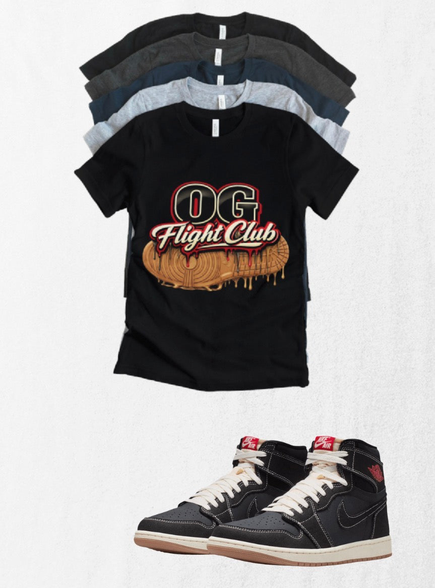 Jordan 1 High OG Retro Matching T-Shirt – OG Flight Club Sneaker Match Tee – Jordan 1 Outfit Shirt – Unisex Streetwear