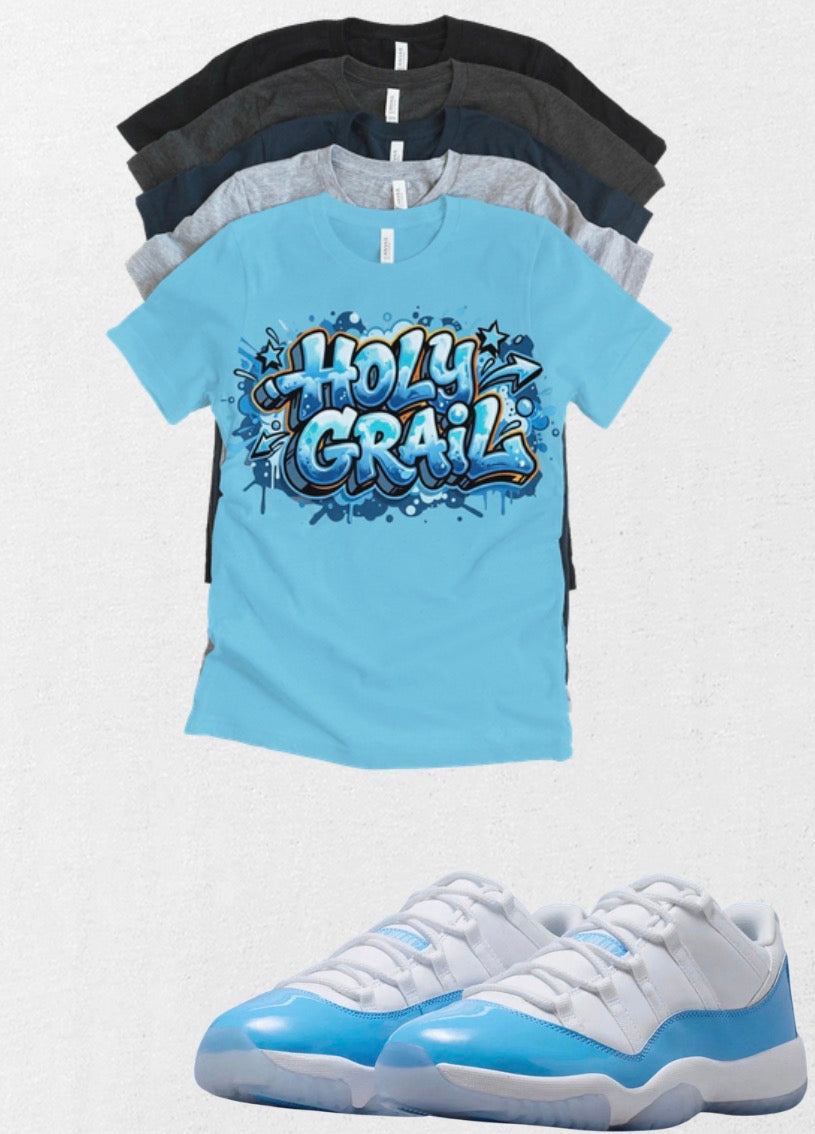 Holy Grail Jordan 11 Low UNC Matching T-Shirt – University Blue Sneaker Match Tee – UNC 11 Outfit Shirt – Unisex Streetwear (Copy) (Copy)