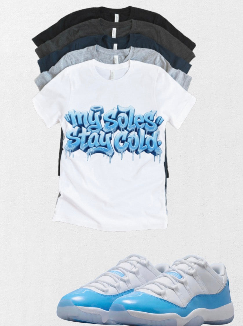 My Soles Stay Cold Jordan 11 Low UNC Matching T-Shirt – University Blue Sneaker Match Tee – UNC 11 Outfit Shirt – Unisex Streetwear (Copy)