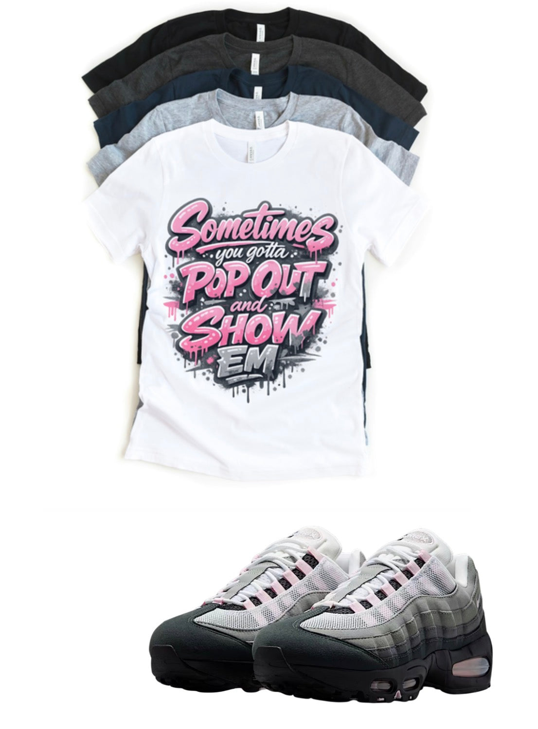Air Max 95 Pink Foam Pop Out Sneaker Matching T-Shirt Sneakerhead Streetwear
