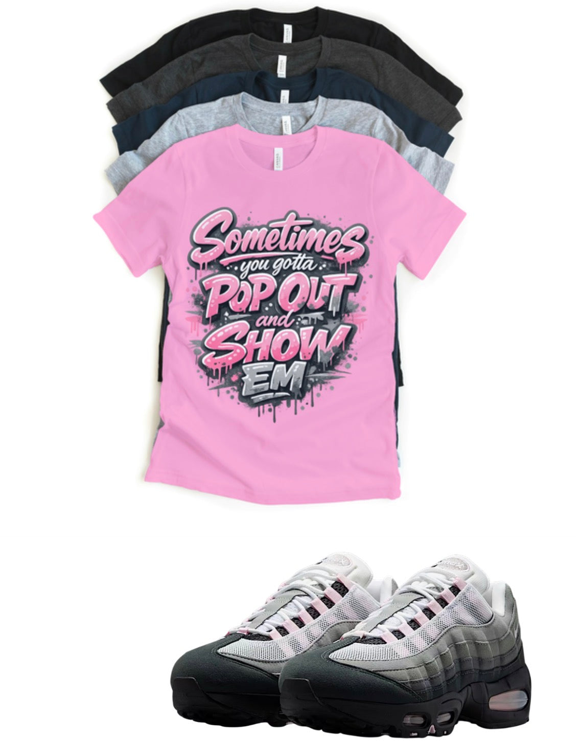 Air Max 95 Pink Foam Pop Out Sneaker Matching T-Shirt Sneakerhead Streetwear