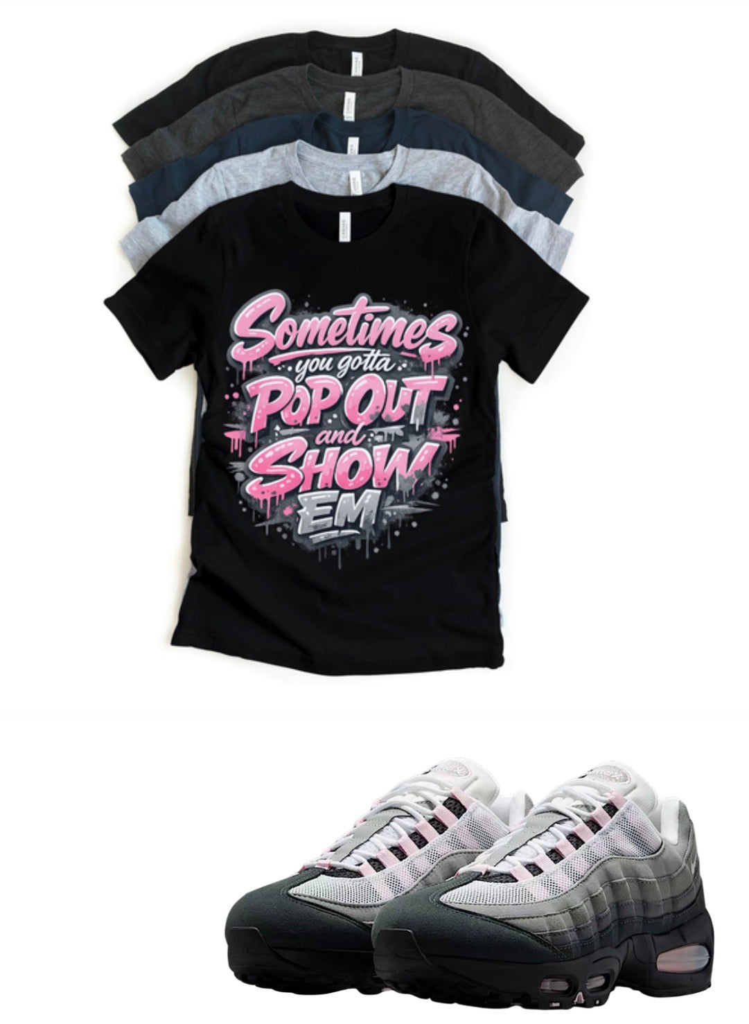 Air Max 95 Pink Foam Pop Out Sneaker Matching T-Shirt Sneakerhead Streetwear