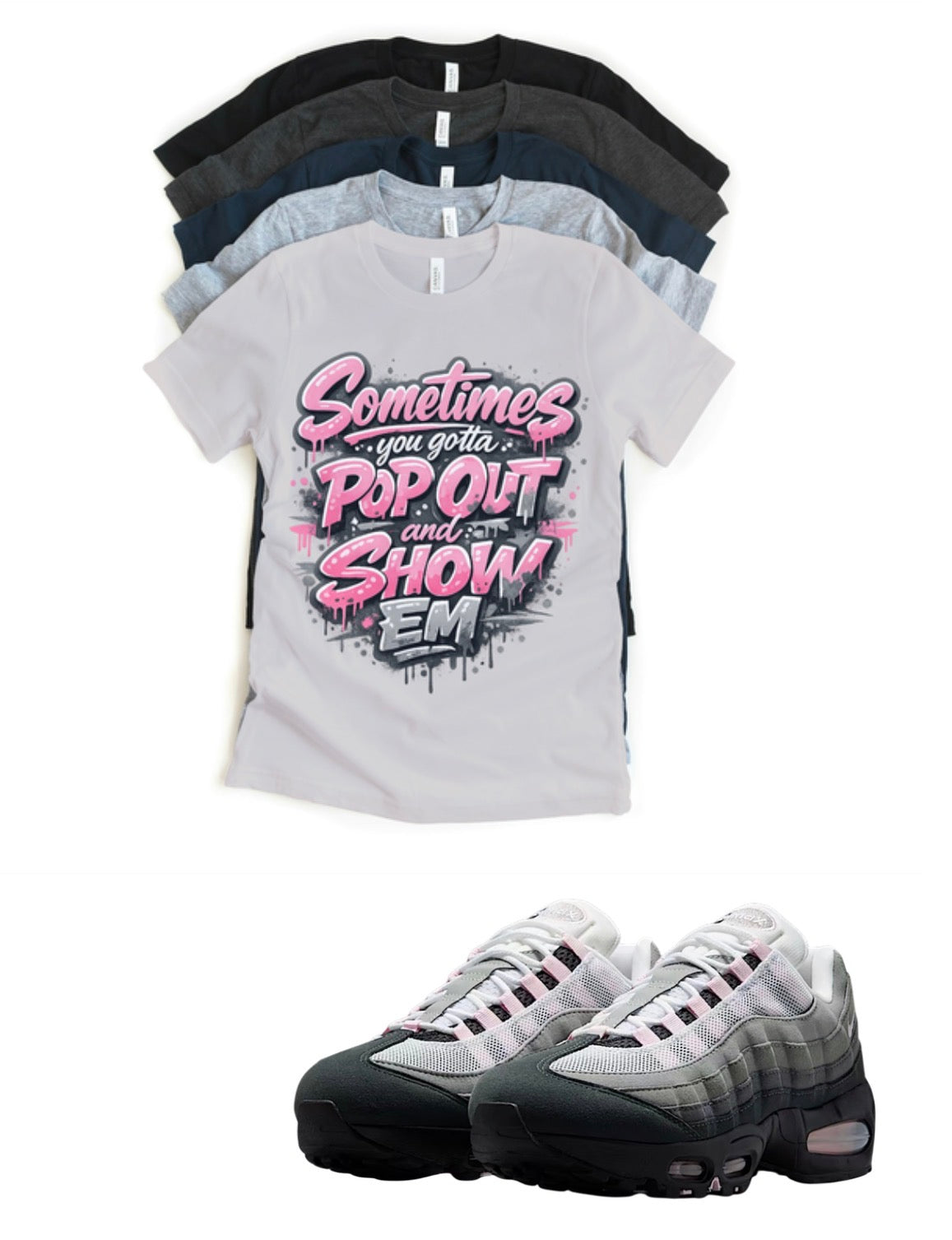 Air Max 95 Pink Foam Pop Out Sneaker Matching T-Shirt Sneakerhead Streetwear
