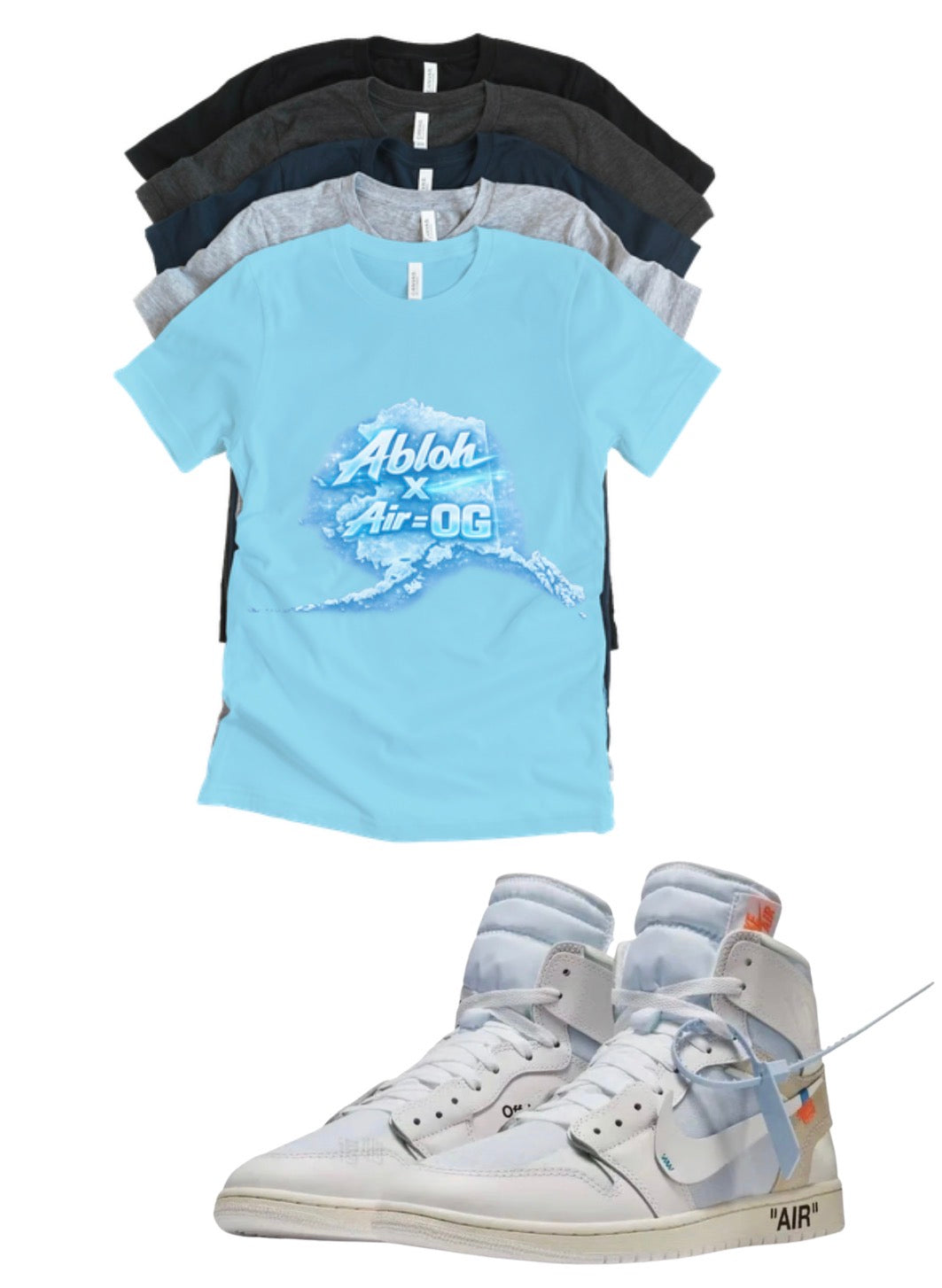 Virgil Ablogh V.A.A. Alaska Jordan 1 High OG Retro Matching T-Shirt – OG Sneaker Match Tee – Jordan 1 Outfit Shirt – Unisex Streetwear