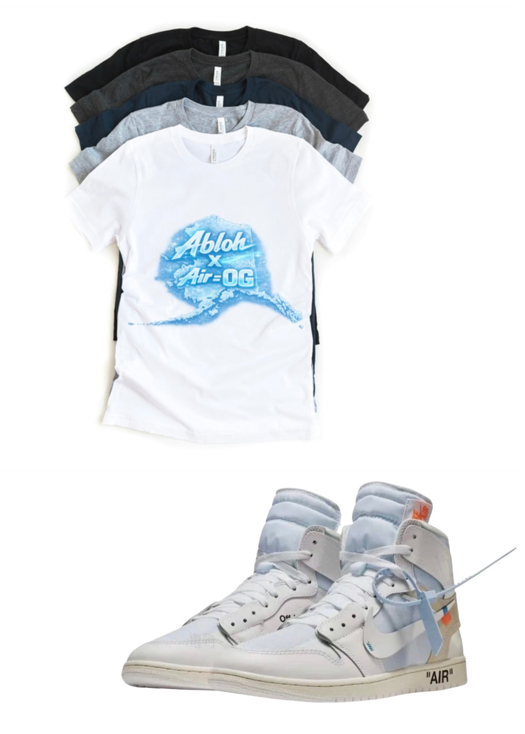 Virgil Ablogh V.A.A. Alaska Jordan 1 High OG Retro Matching T-Shirt – OG Sneaker Match Tee – Jordan 1 Outfit Shirt – Unisex Streetwear