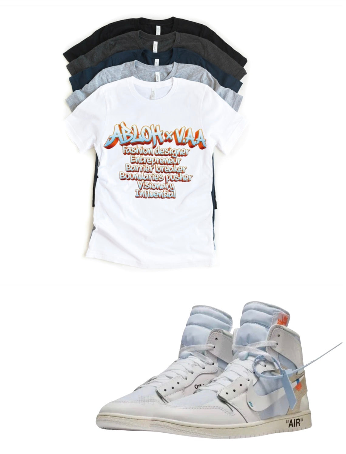 Virgil Ablogh VAA Creative Jordan 1 High x OG Retro Matching T-Shirt – OG Alaska Sneaker Match Tee – Jordan 1 Outfit Shirt – Unisex Streetwear