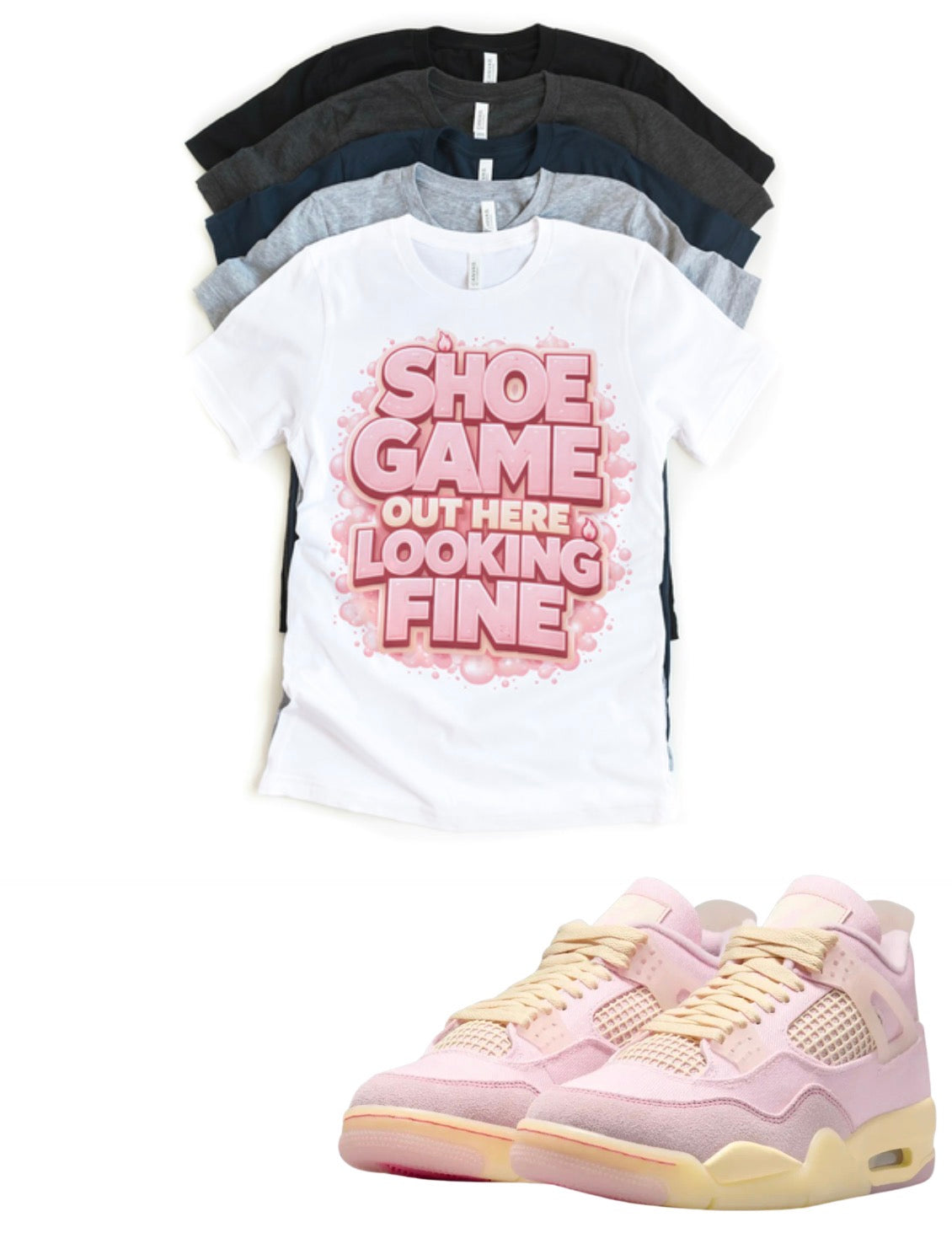 Looking Fine Jordan 4 Retro Iced Carmine Matching T-Shirt – Custom Sneaker Match Tee – 4s Outfit Shirt – Unisex Streetwear
