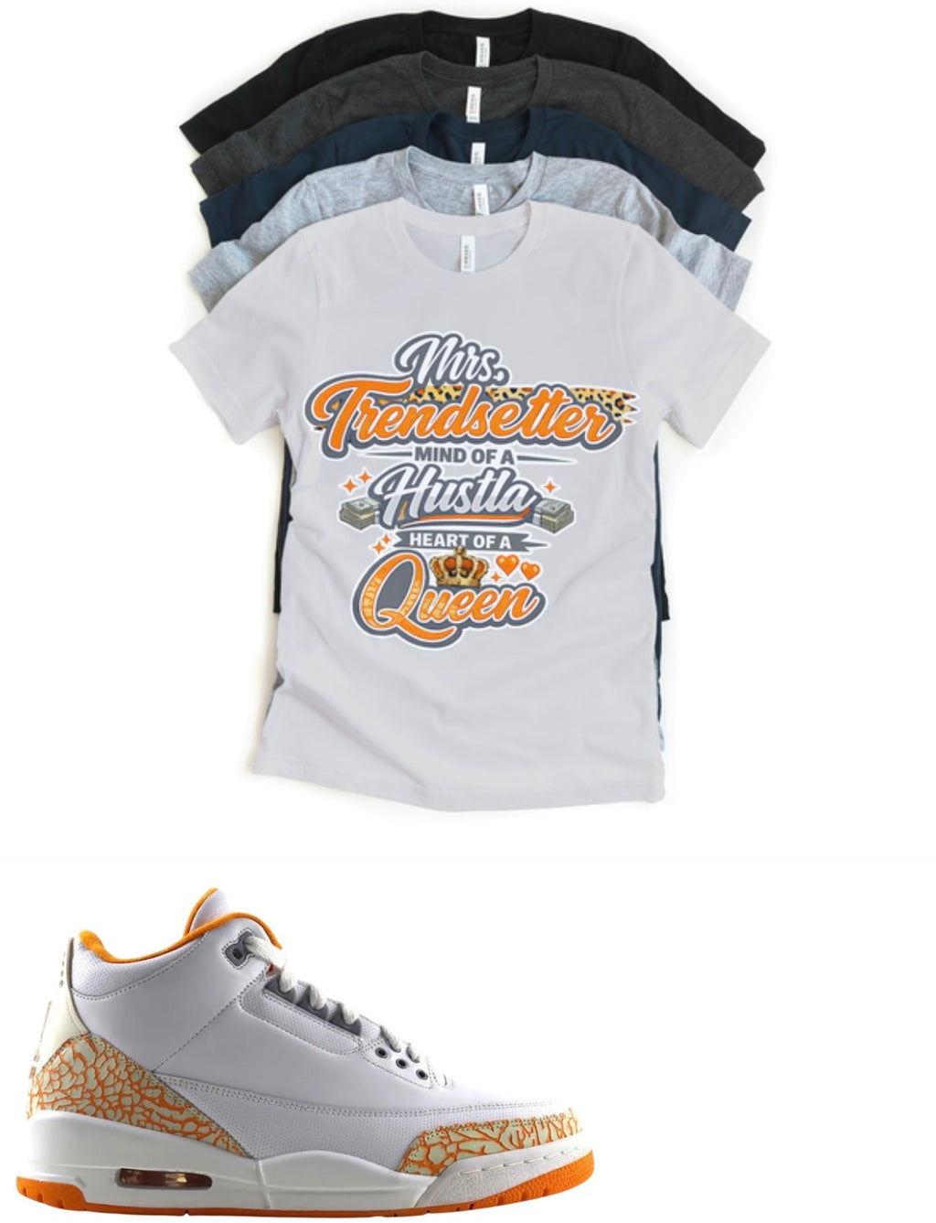 Mrs. Trendsetter Jordan 3 Retro Orange Citrus sneaker matching T-shirt