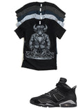 Jordan 6 No Bull Cap and Gown Matching T-Shirt – Black & Light Grey Sneaker Match Tee – Jordan 6 Outfit Shirt – Unisex Streetwear