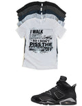 Jordan 6 I Walk Light Matching T-Shirt – Black & Light Grey Sneaker Match Tee – Jordan 6 Outfit Shirt – Unisex Streetwear