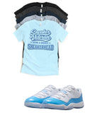 Sneaker Veteran Jordan 11 Low UNC Matching T-Shirt – University Blue Sneaker Match Tee – UNC 11 Outfit Shirt – Unisex Streetwear