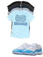 Sneaker Veteran Jordan 11 Low UNC Matching T-Shirt – University Blue Sneaker Match Tee – UNC 11 Outfit Shirt – Unisex Streetwear