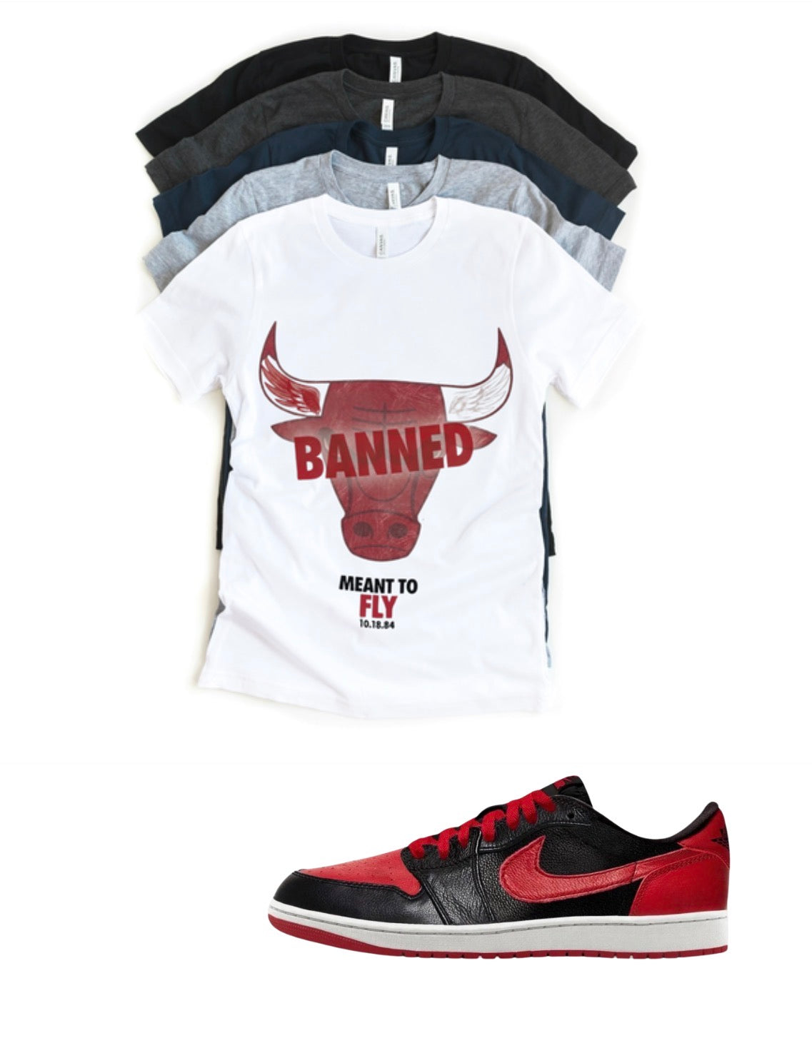 Jordan 1 Lo Banned OG Retro Matching T-Shirt – OG Flight Club Sneaker Match Tee – Jordan 1 Outfit Shirt – Unisex Streetwear