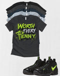 Worth Every Penny Unisex T-Shirt – Foamposite Black and Yellow Volt Matching Sneaker Tee