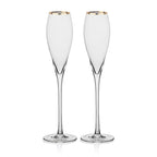 Engraved Gold Rim Tulip Shaped Champagne Flutes, Set of 2