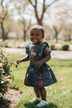 Custom Minnie Mouse Denim Jacket & Skirt Set
