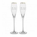 Engraved Gold Rim Tulip Shaped Champagne Flutes, Set of 2