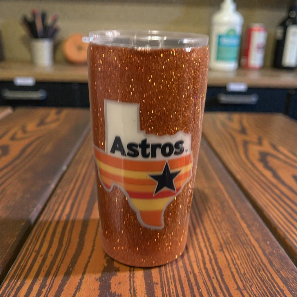 Houston Astros Inspired Epoxy Tumbler – Custom Glitter Stainless Steel Cup