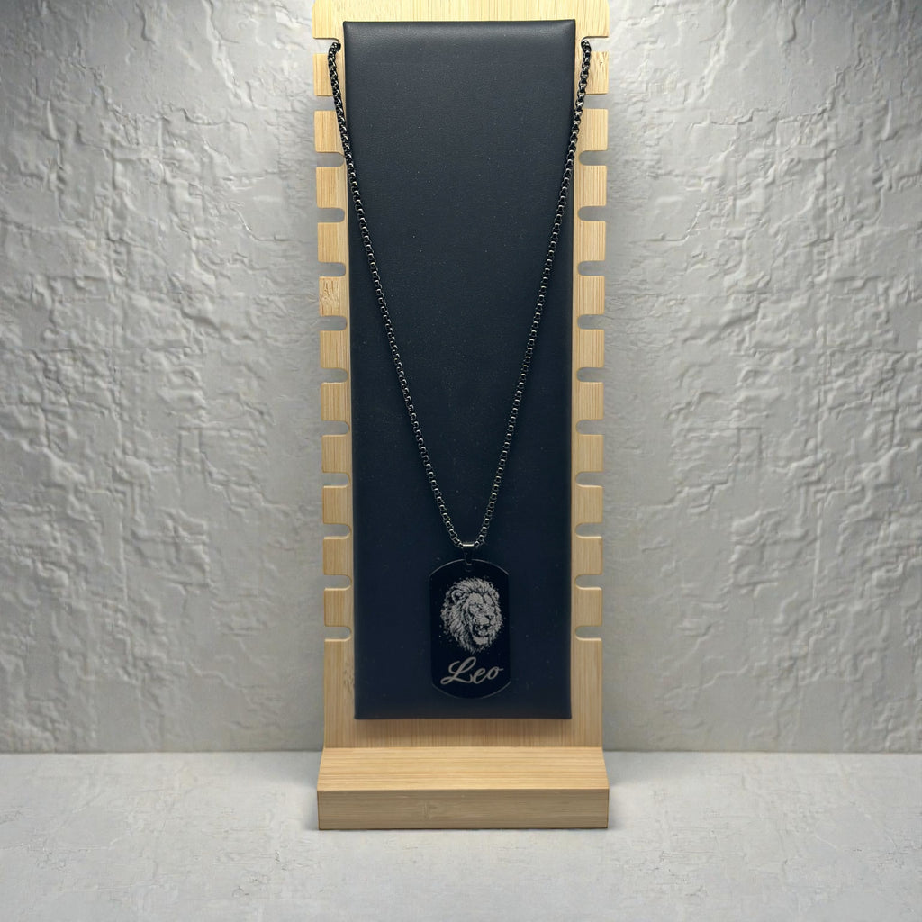 Gun Metal Steel Zodiac Dog Tag Necklace – Minimalist Astrology Jewelry