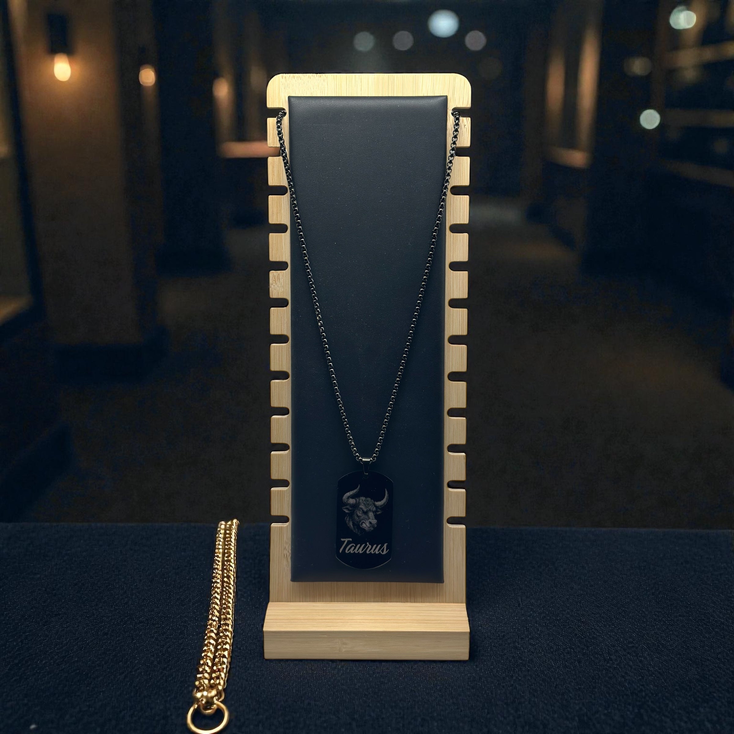 Gun Metal Steel Zodiac Dog Tag Necklace – Minimalist Astrology Jewelry