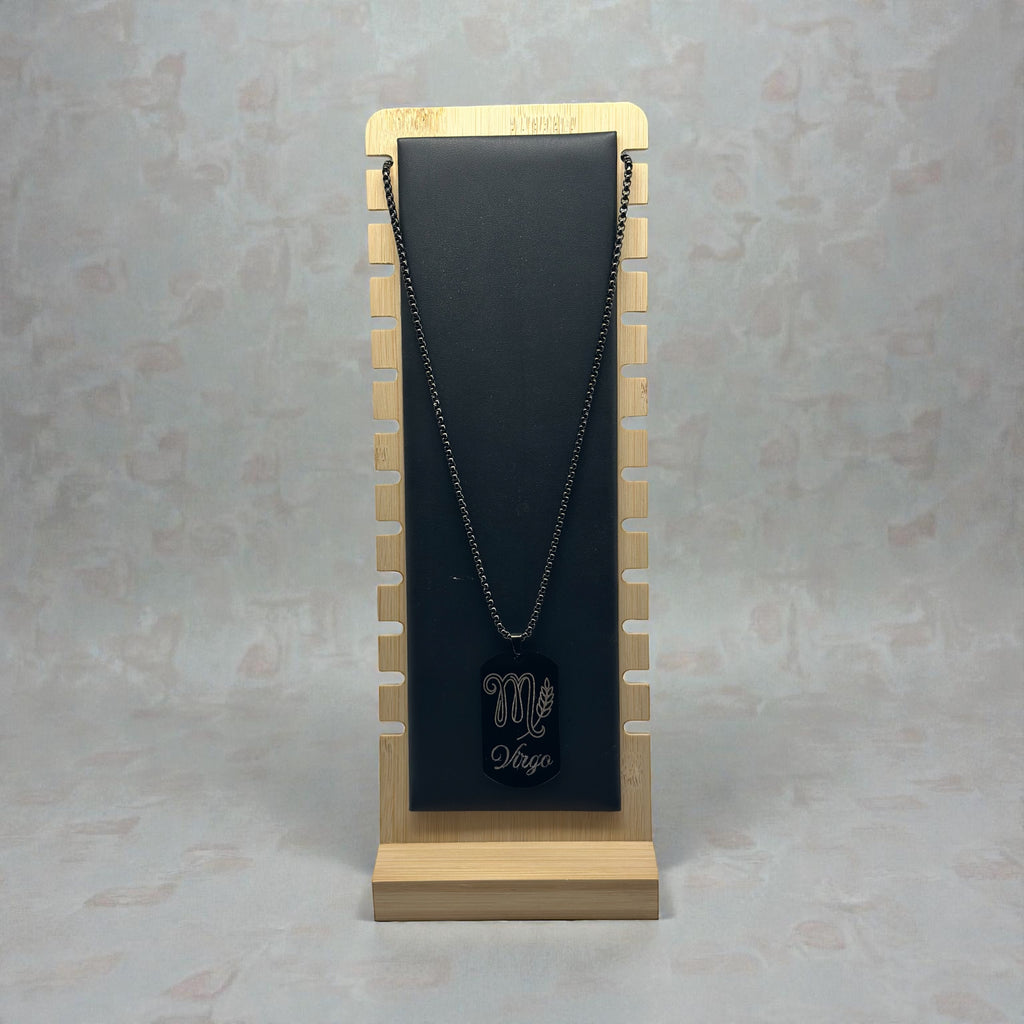Gun Metal Steel Zodiac Dog Tag Necklace – Minimalist Astrology Jewelry