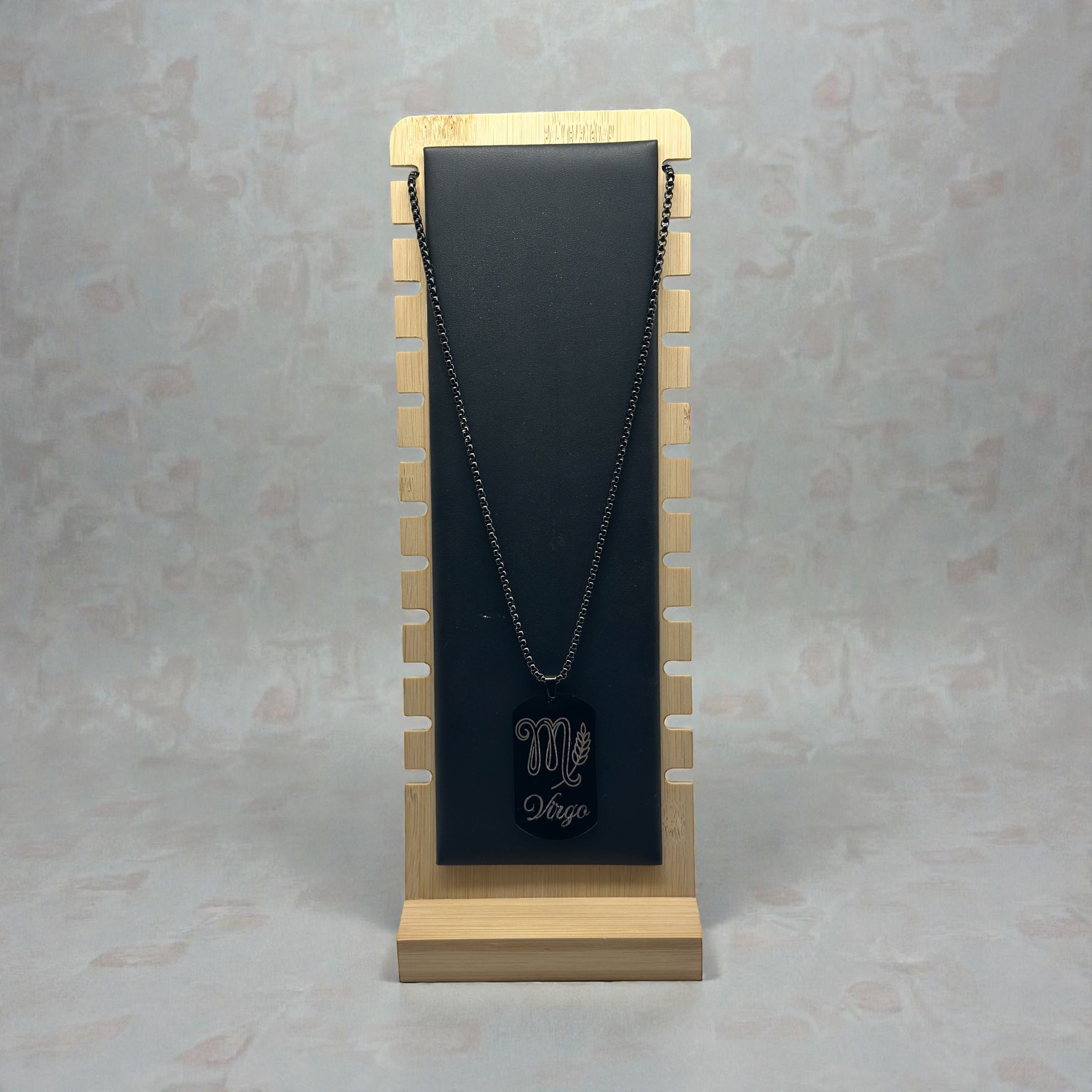 Gun Metal Steel Zodiac Dog Tag Necklace – Minimalist Astrology Jewelry