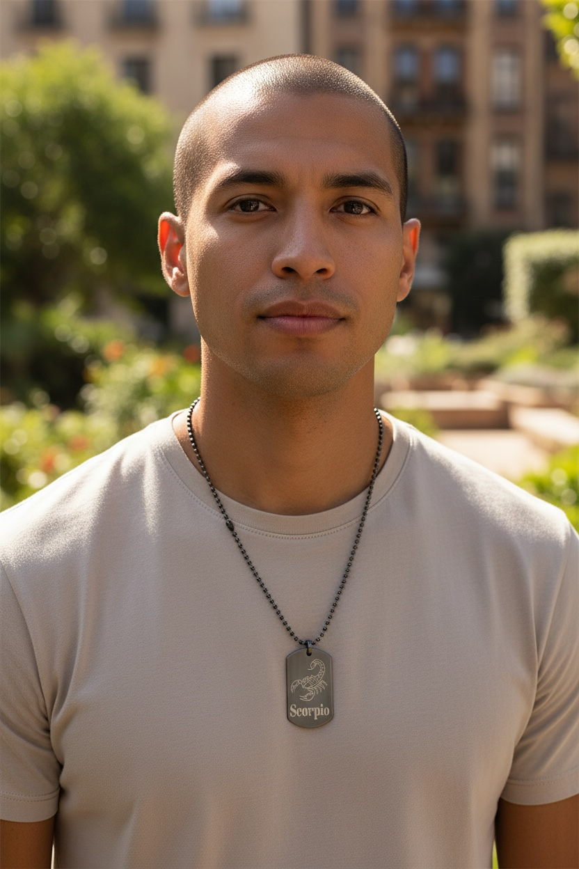 Gun Metal Steel Zodiac Dog Tag Necklace – Minimalist Astrology Jewelry