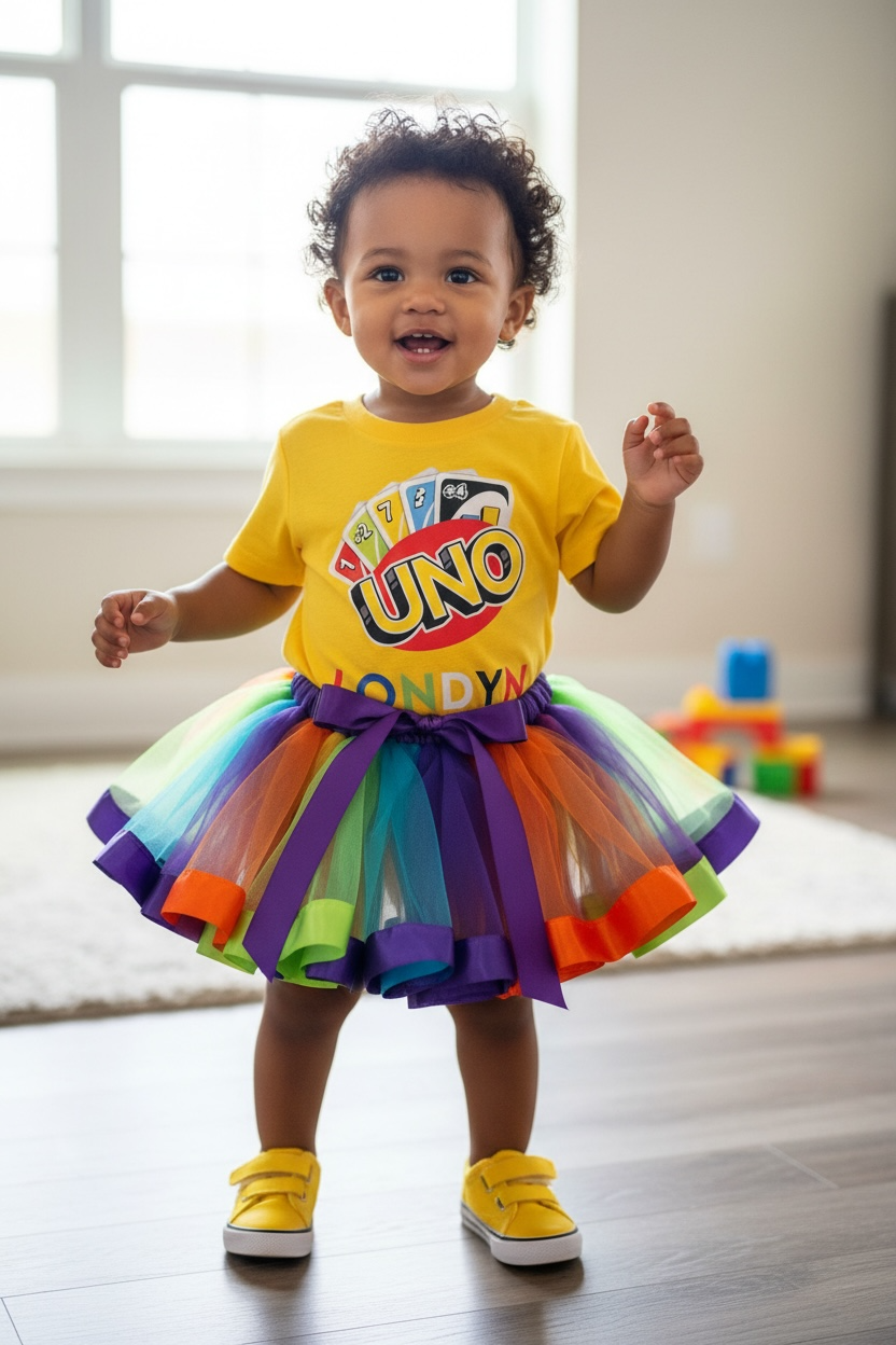 UNO Toddler Tutu Outfit Set – Birthday, Easter, Memorial Day & Game Party Outfit