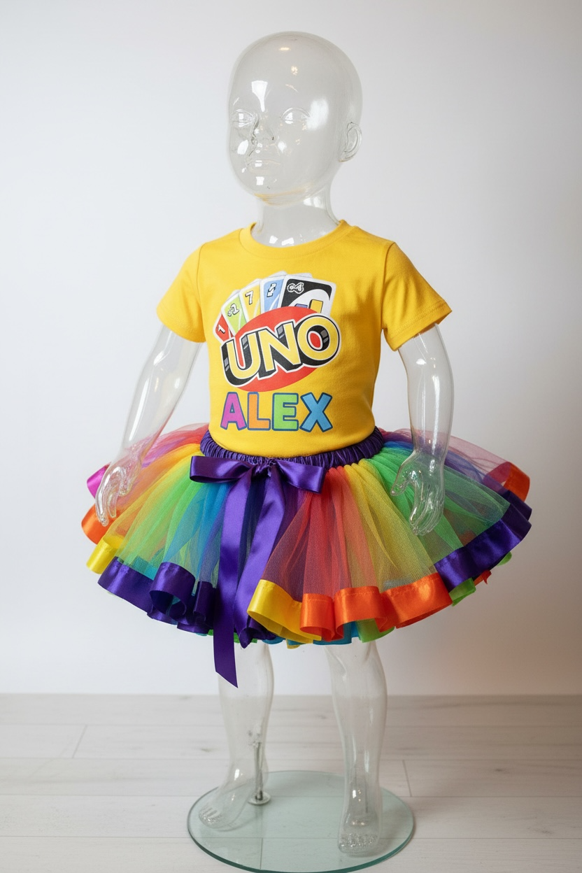 UNO Toddler Tutu Outfit Set – Birthday, Easter, Memorial Day & Game Party Outfit