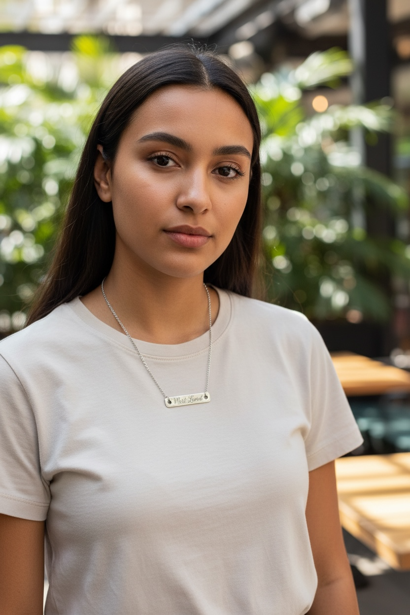 Custom Plate Necklace – Personalized Bar Necklace in Stainless Steel, Gold & Black