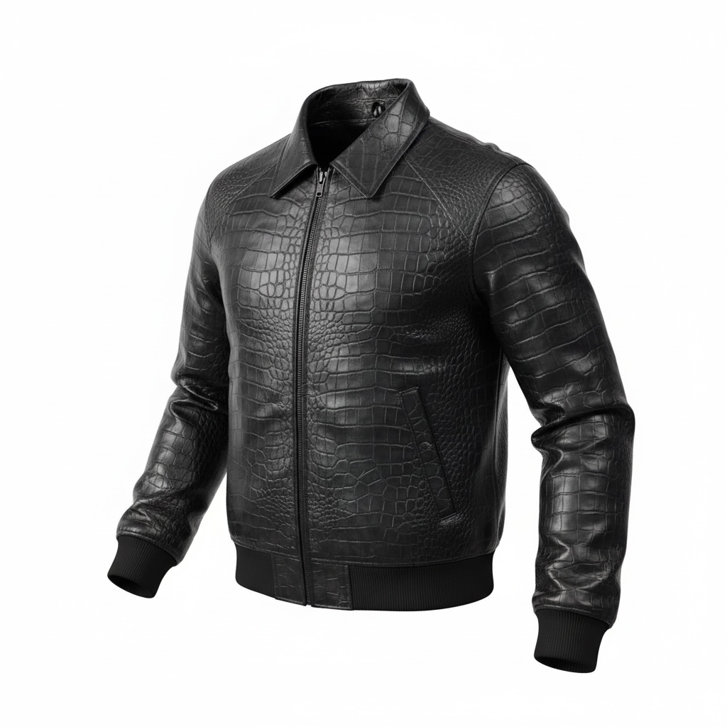 Men’s Embossed Crocodile Leather Jacket
