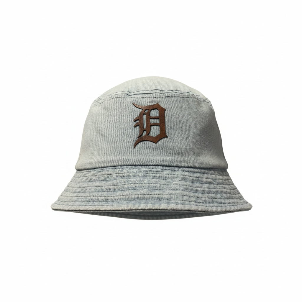 Denim Bucket Cap with Leatherette “D” Patch