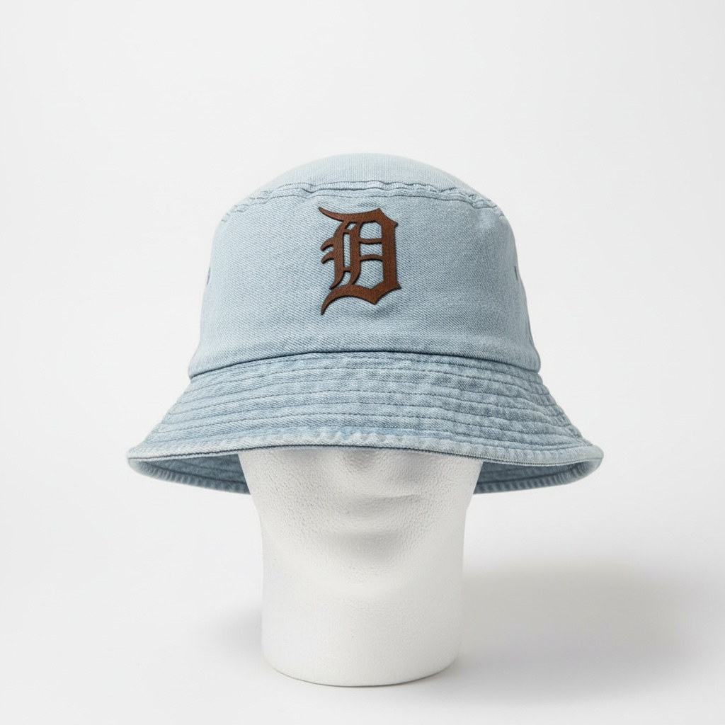 Denim Bucket Cap with Leatherette “D” Patch