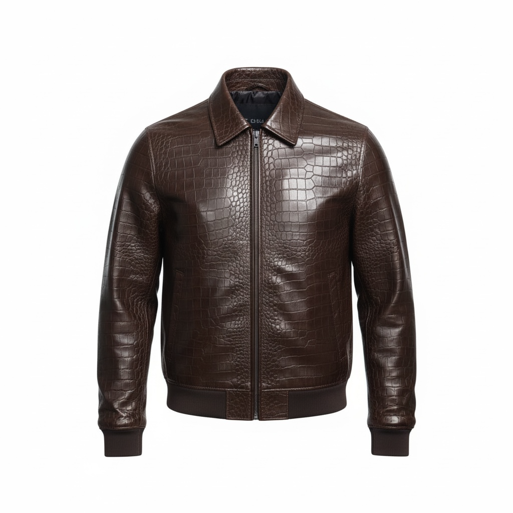 Men’s Embossed Crocodile Leather Jacket