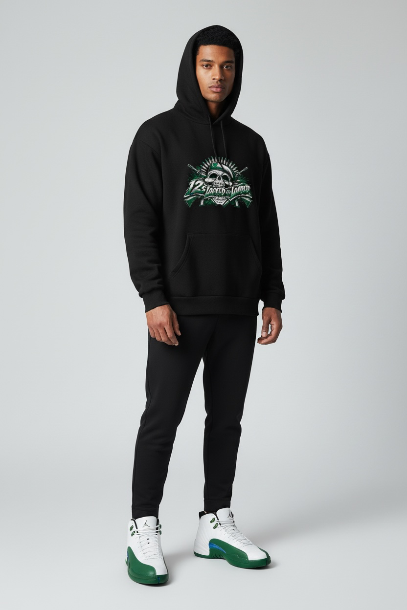 Custom Jordan 12-Inspired Military Colorway Pullover Hoodie