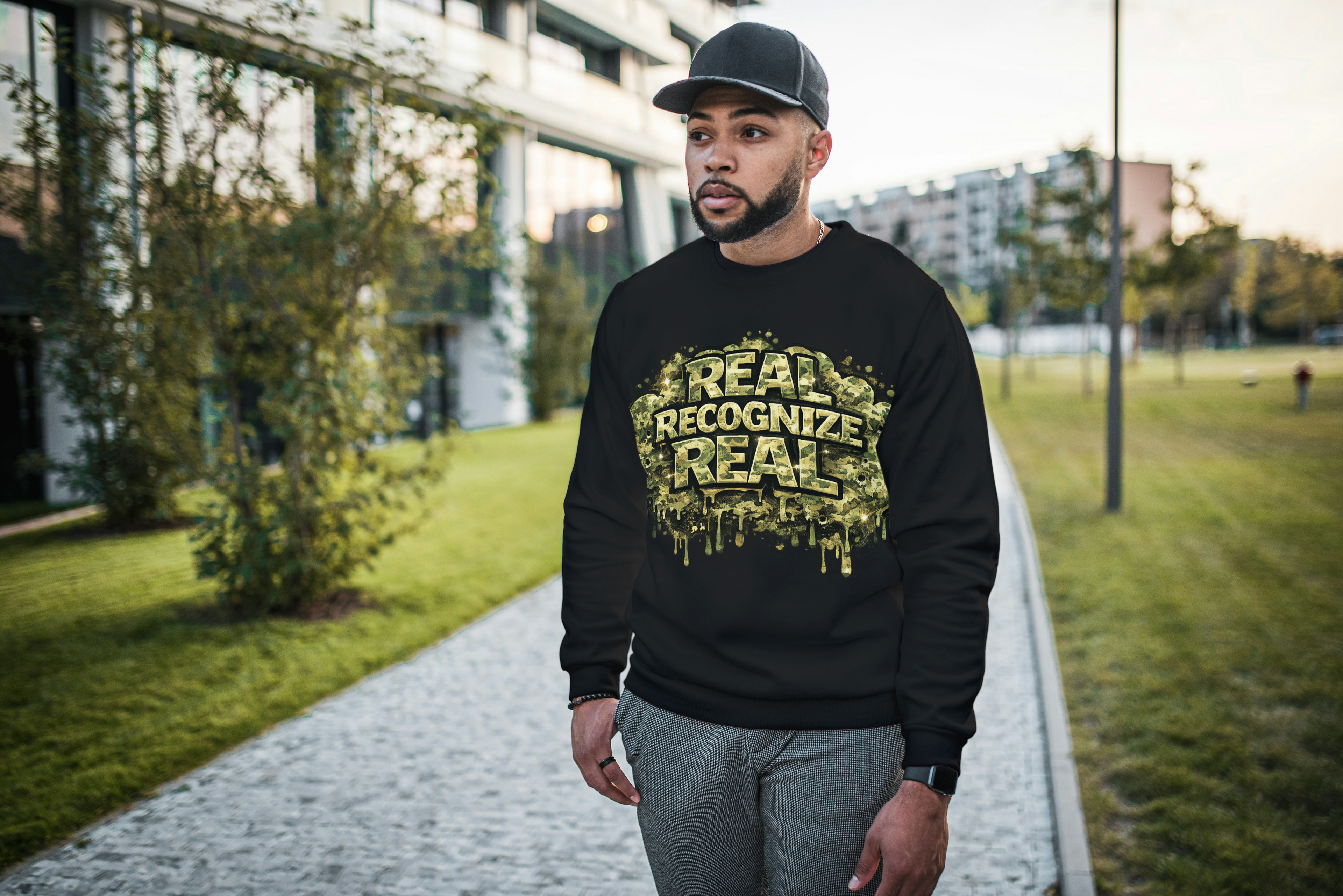 Camo Real Recognize Real Sweatshirt | Urban Streetwear Crewneck