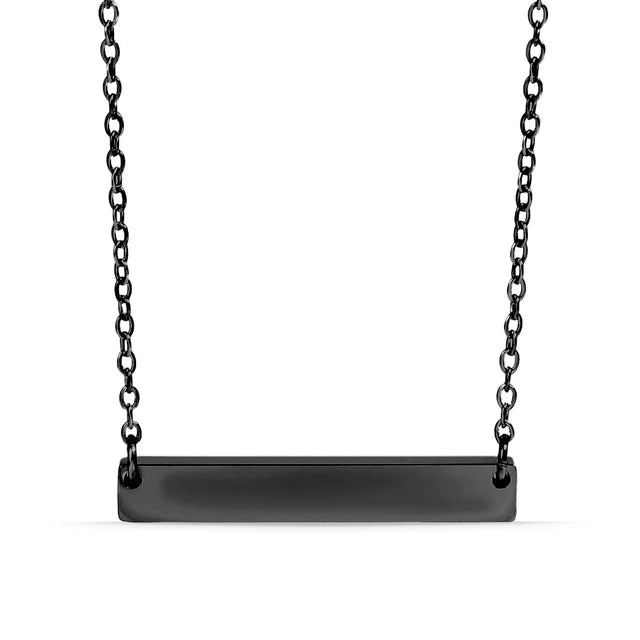 Custom Plate Necklace – Personalized Bar Necklace in Stainless Steel, Gold & Black
