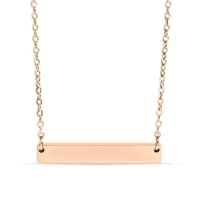 Custom Plate Necklace – Personalized Bar Necklace in Stainless Steel, Gold & Black