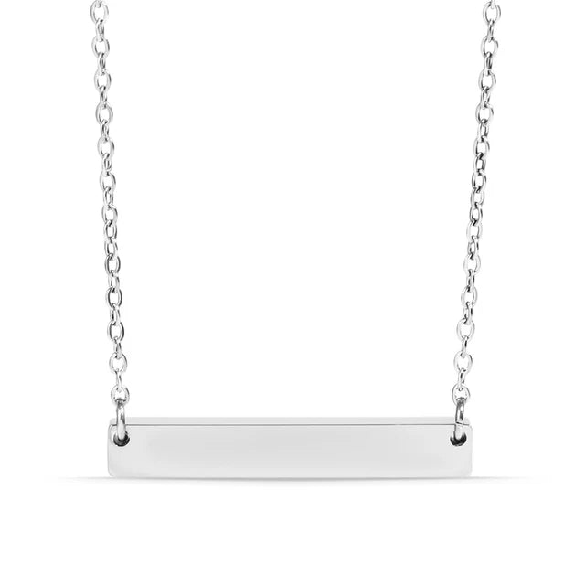 Custom Plate Necklace – Personalized Bar Necklace in Stainless Steel, Gold & Black