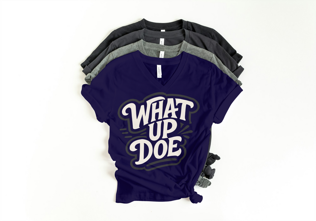 Ladies V-Neck What Up Doe T-Shirt – Detroit Tee – Outfit Shirt – Unisex Streetwear