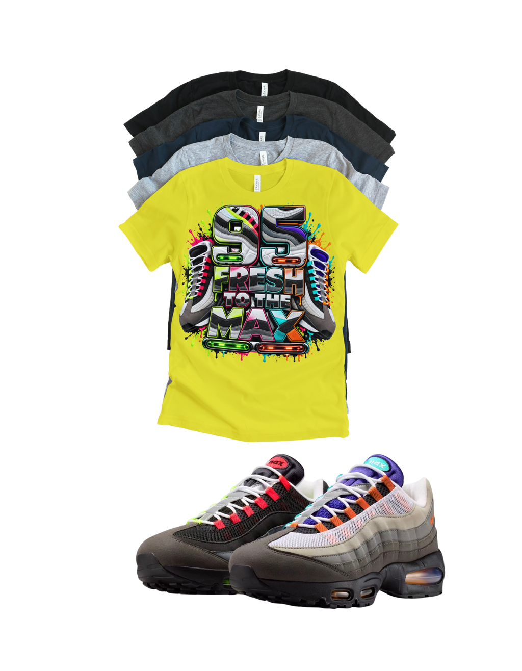 Max 95 BB OG Multi Greedy Fresh to the Max Retro Matching T-Shirt – Unisex Sneaker Tee
