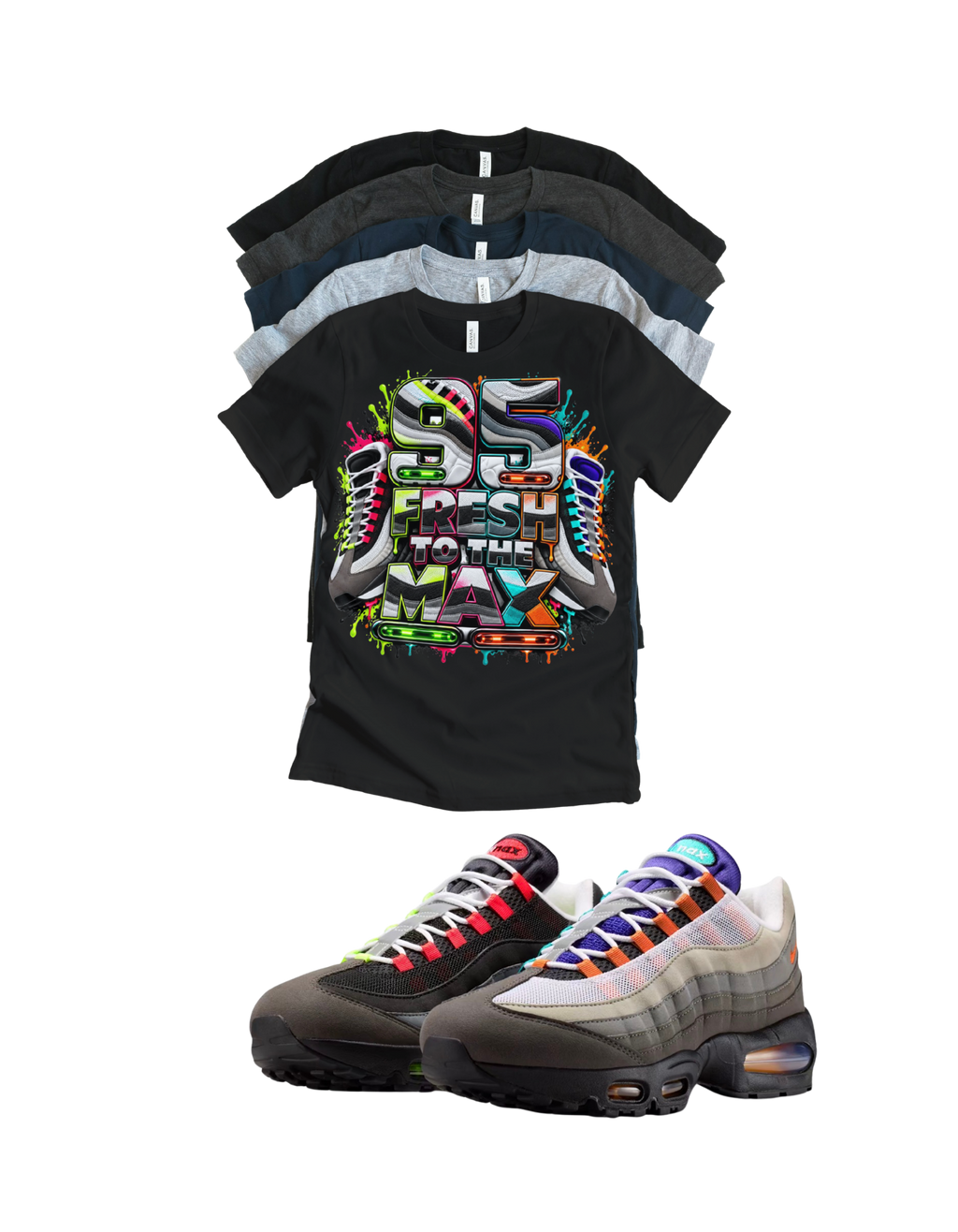 Max 95 BB OG Multi Greedy Fresh to the Max Retro Matching T-Shirt – Unisex Sneaker Tee