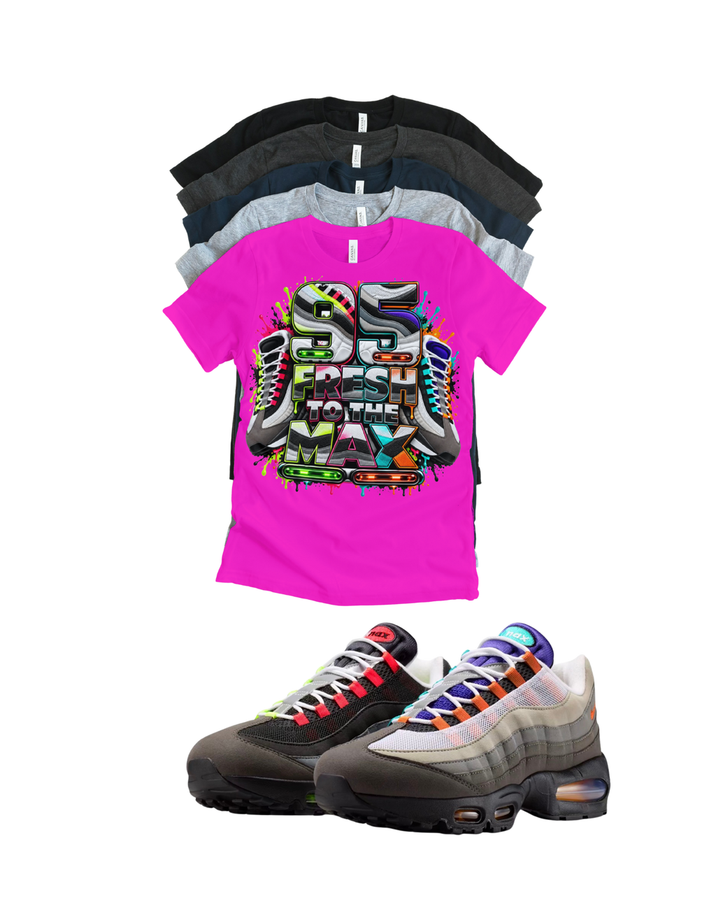 Max 95 BB OG Multi Greedy Fresh to the Max Retro Matching T-Shirt – Unisex Sneaker Tee