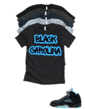 Custom Printed Shirt To Match Jordan 5 Black Carolina Graffitti Sneaker Tee
