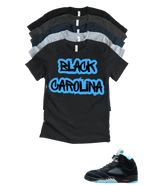 Custom Printed Shirt To Match Jordan 5 Black Carolina Graffitti Sneaker Tee