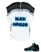 Custom Printed Shirt To Match Jordan 5 Black Carolina Graffitti Sneaker Tee